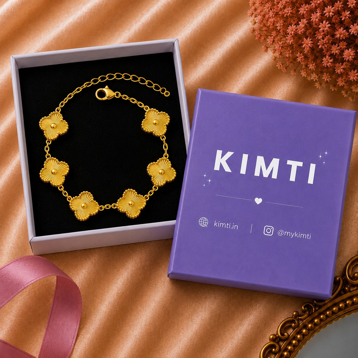 18K Gold Plated Clover Golden Bracelet