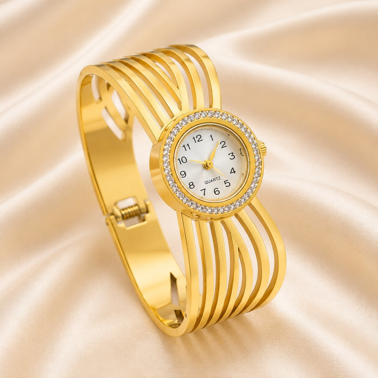 Gold Plated Anti-Tarnish LuxeLattice Timepiece Bracelet Watch