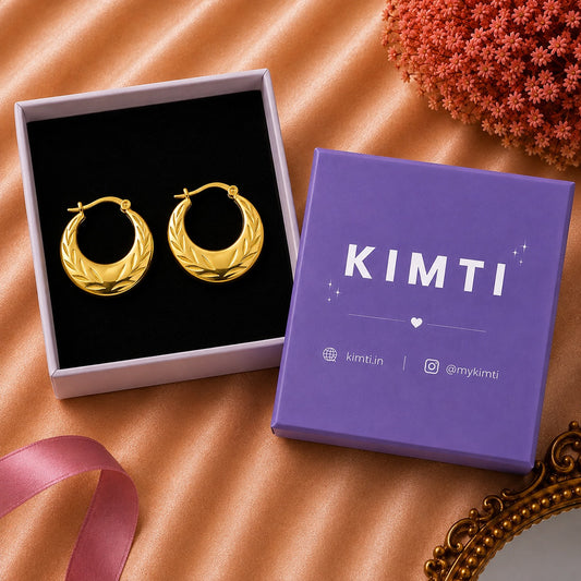 18k Gold Plated Olive Crest Hoops Anti Tarnish Earring