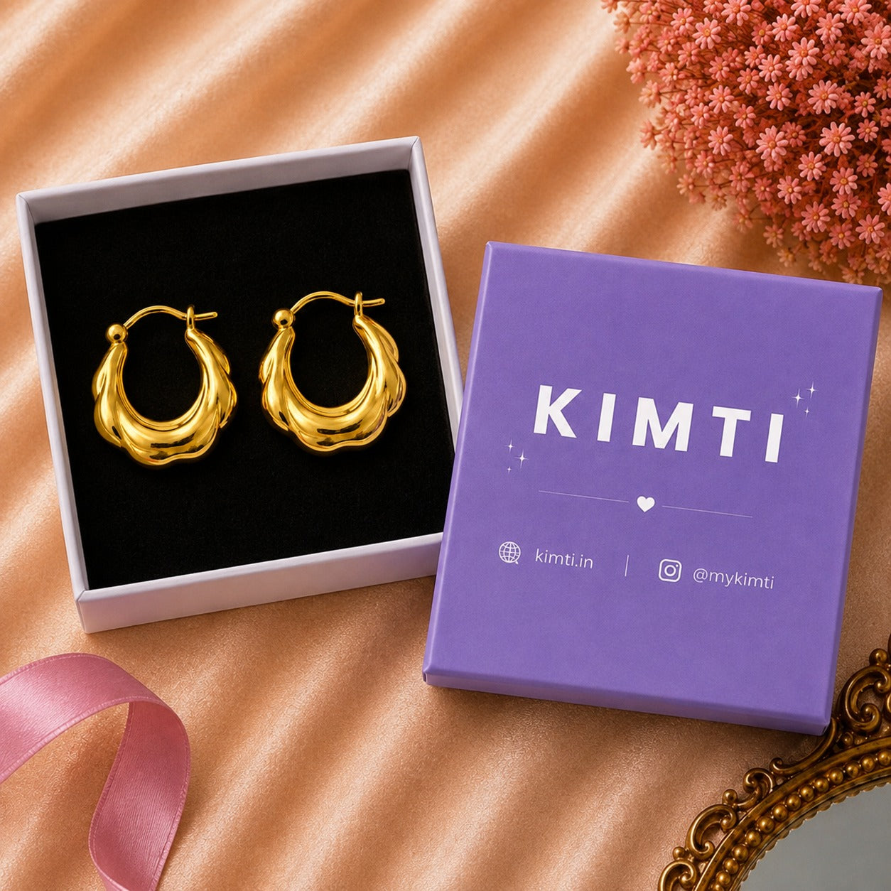 18K Gold Plated  Gypsy Hoops Anti Tarnish Earrings