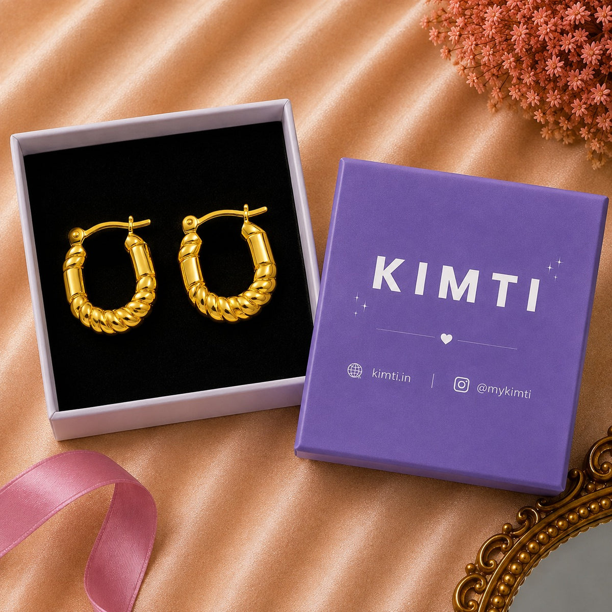 18K Gold Plated Geometric Hoop Anti Tarnish Earring