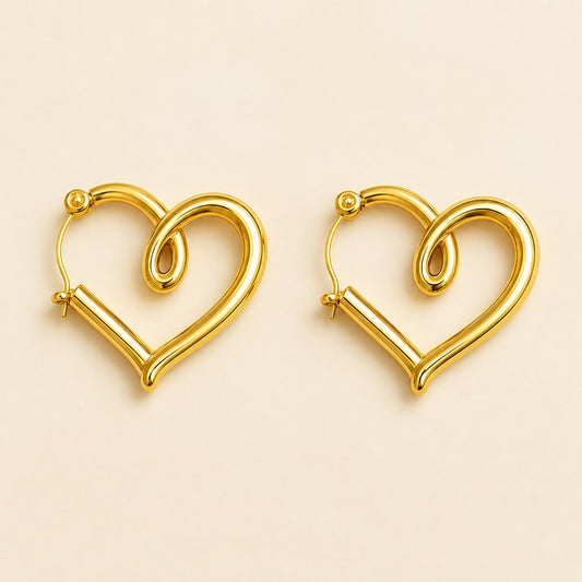18K Gold Plated Heart Hoop Earring