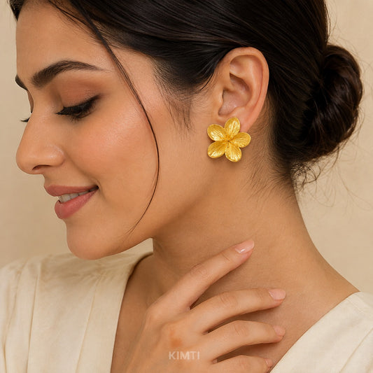 18K Gold-Plated Sunlit Petal Stud Earrings
