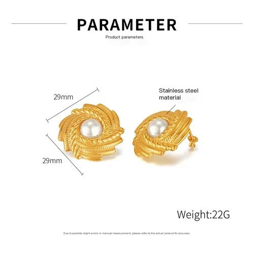 Pearl Bloom Gold Plated Stud Earrings for Women