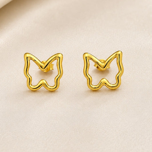 18K Gold Plated Butterfly Outline Stud Earrings