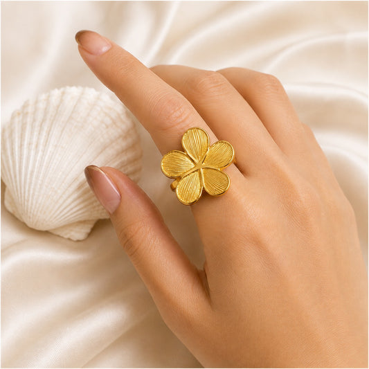 18K Gold Plated Bloom Floral Statement Ring