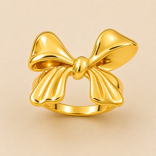 18K Gold Plated Luxe Bow Statement Ring