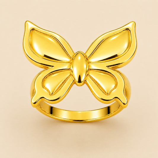 18K Gold Plated Butterfly Statement Ring for Women