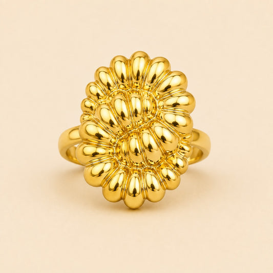 18K Gold Plated Petal Cluster Statement Ring