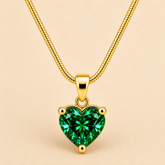 Crystal Heart Gold Plated Pendant Necklace