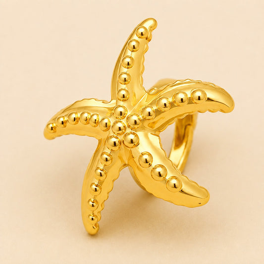 18K Gold Plated Starfish Statement Ring