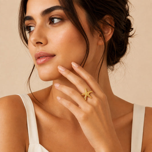 18K Gold Plated Starfish Statement Ring