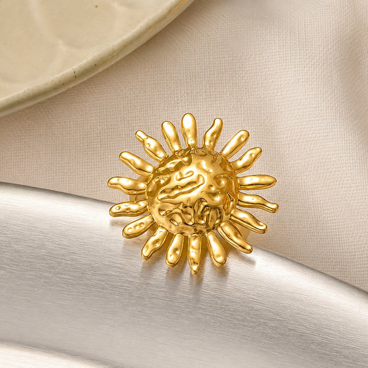 18K Gold Plated Sunburst Statement Ring