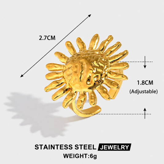 18K Gold Plated Sunburst Statement Ring