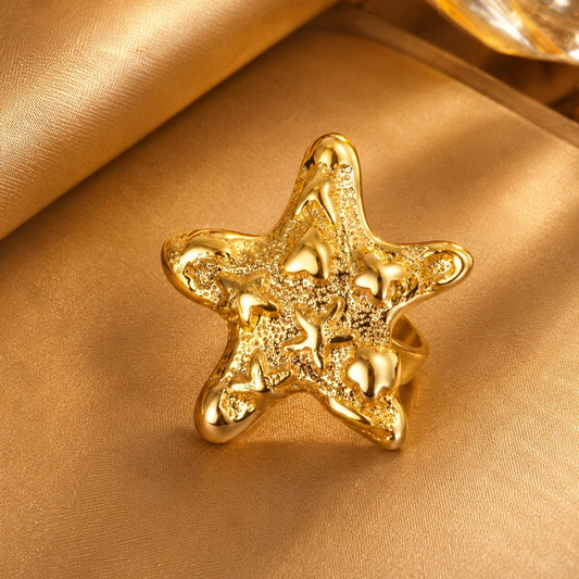 18K Gold Plated Ocean Starfish Ring