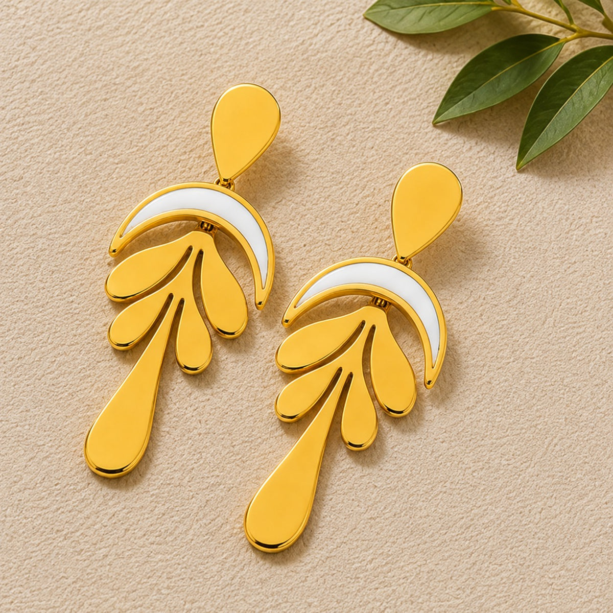 Golden Petal Cascade Drop Earrings for Women
