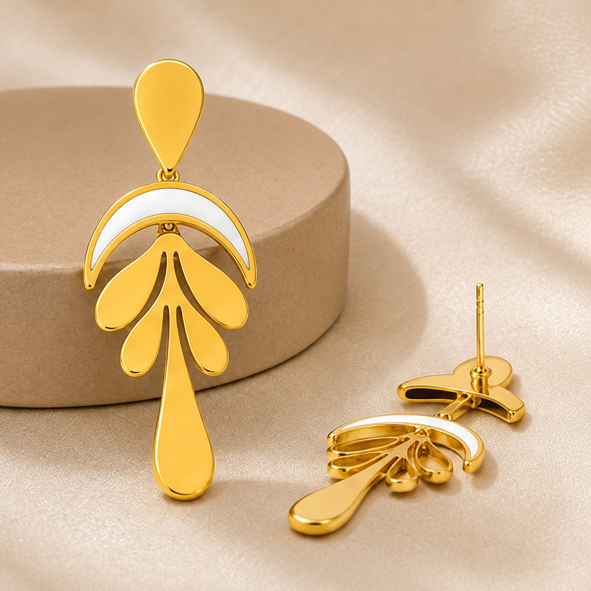 Golden Petal Cascade Drop Earrings for Women