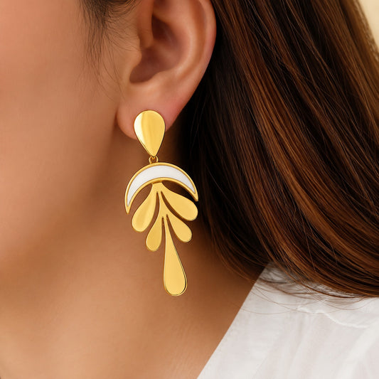 Golden Petal Cascade Drop Earrings for Women