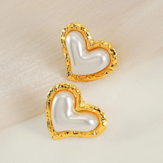 18K Gold Plated Luxury Heart Shaped  Stud Earring