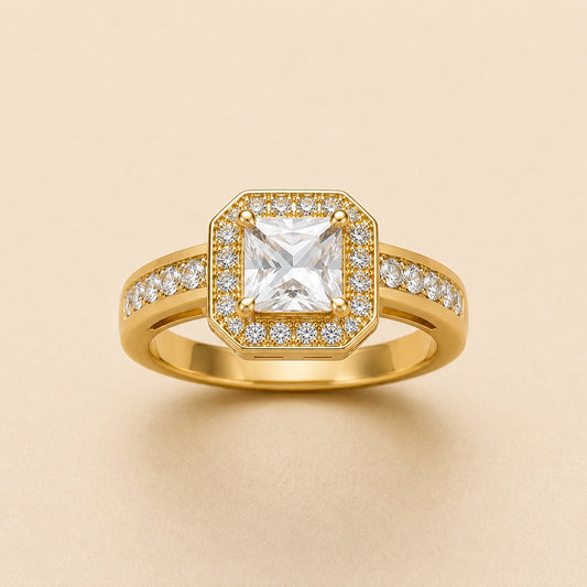 Square Gold Plated Sterling Silver Zircon Wedding Ring