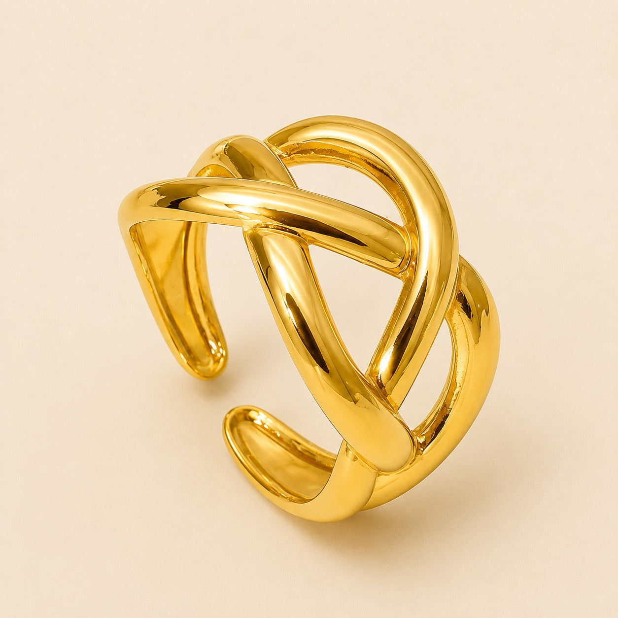 18K Gold Plated Infinity Knot Statement Ring