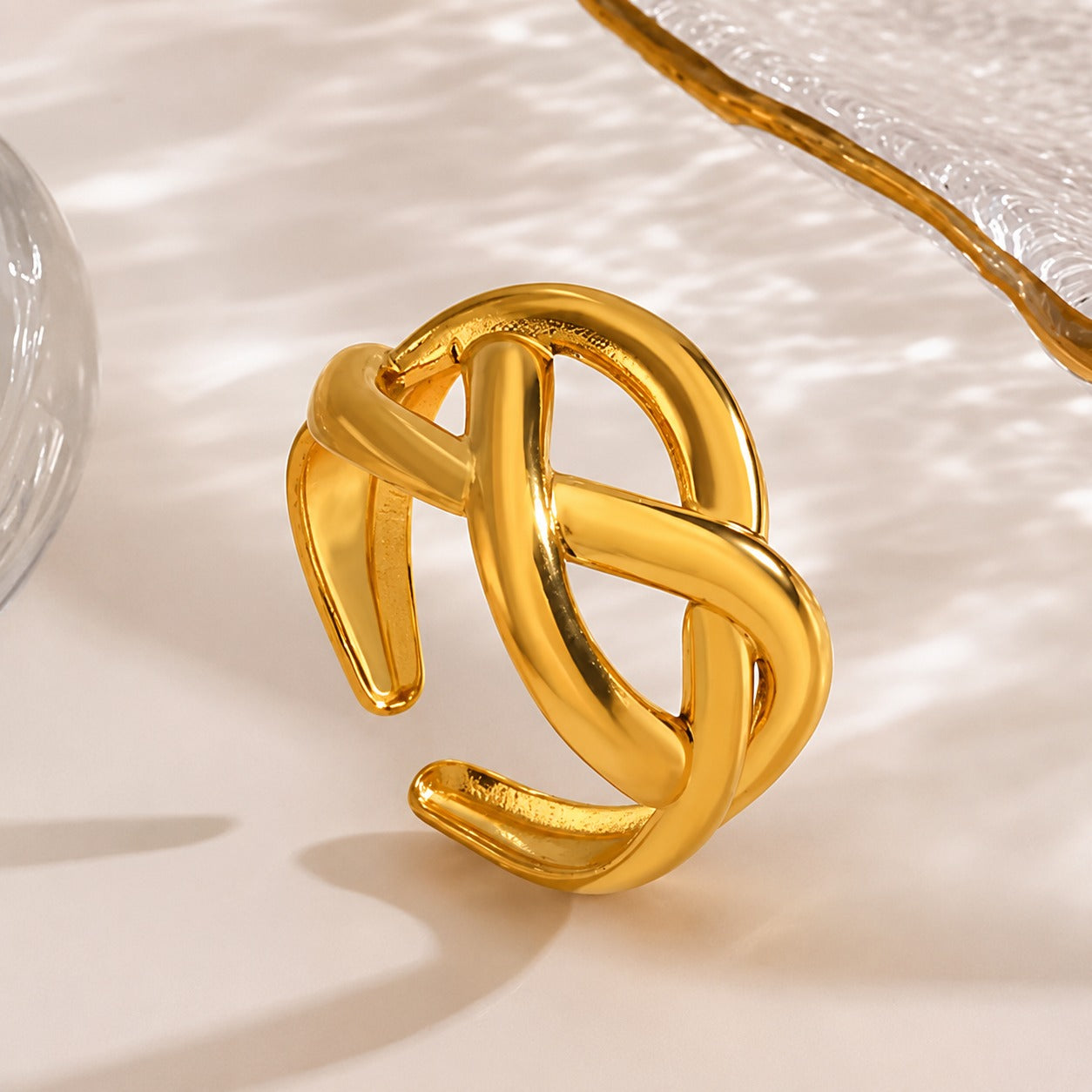18K Gold Plated Infinity Knot Statement Ring