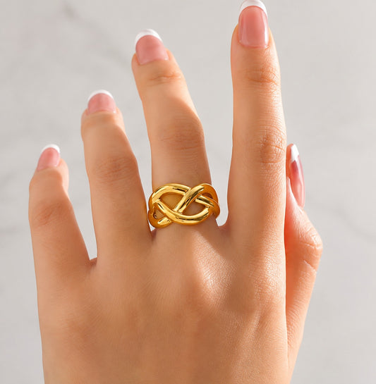 18K Gold Plated Infinity Knot Statement Ring
