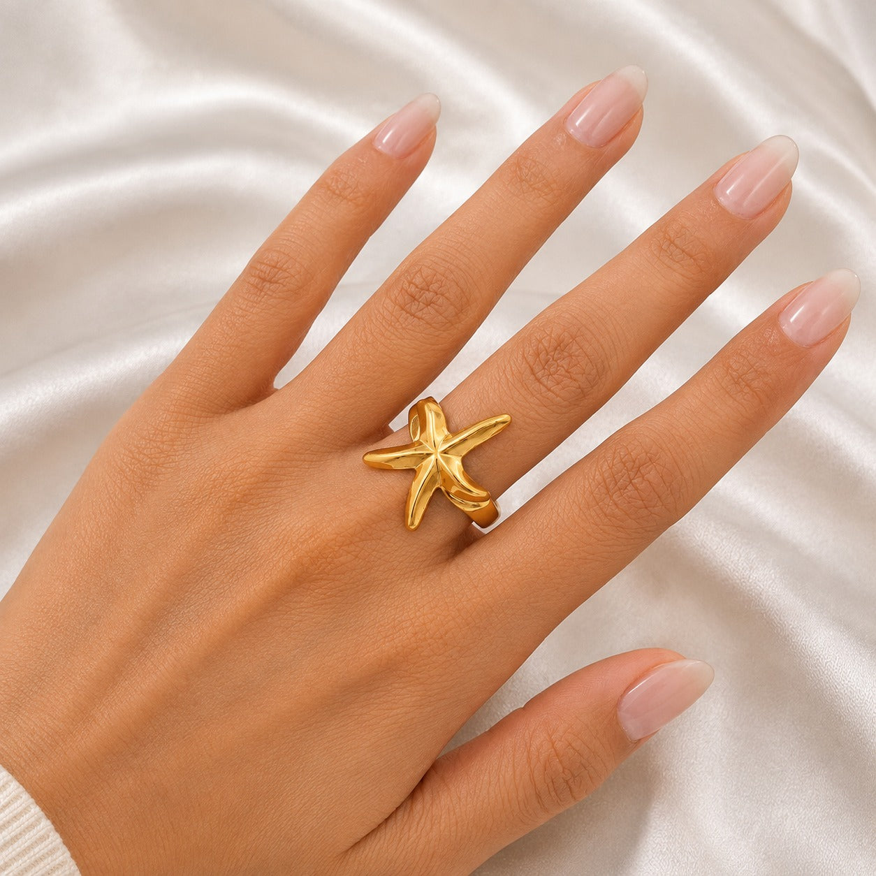18K Gold Plated Starfish Adjustable Ring