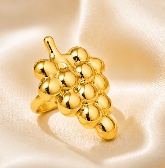 18K Gold Plated Grape Cluster Statement Ring