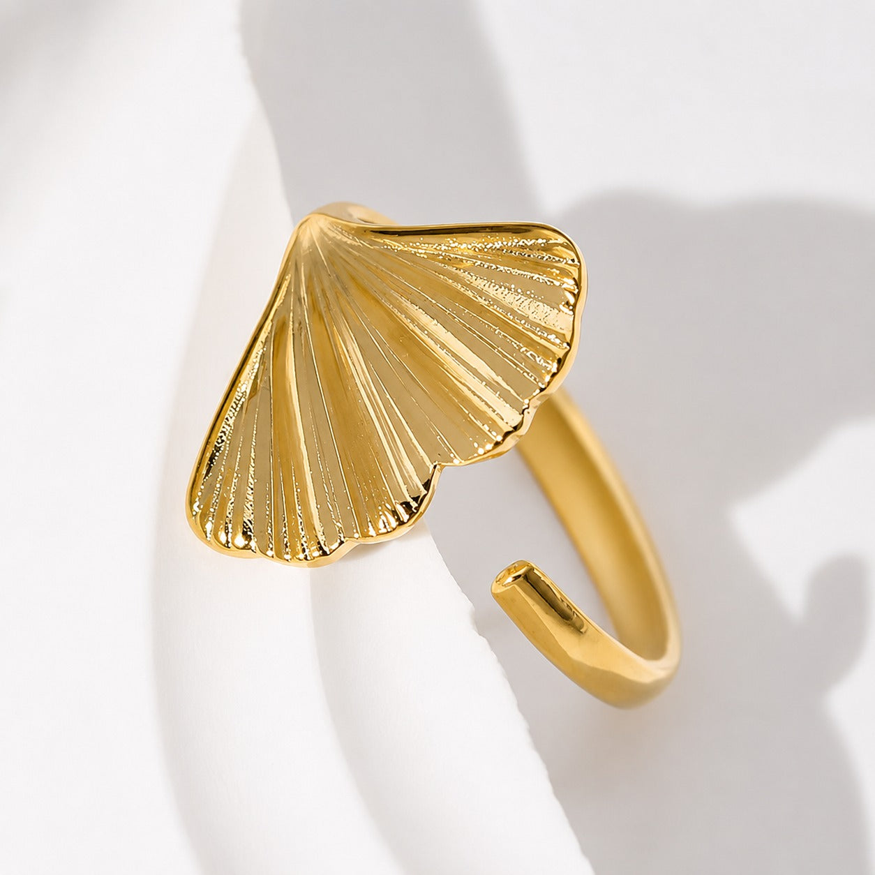 18K Gold Plated Fan Leaf Ring