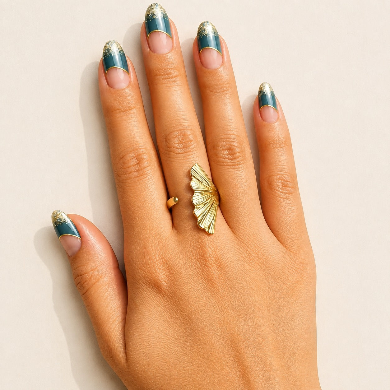 18K Gold Plated Fan Leaf Ring
