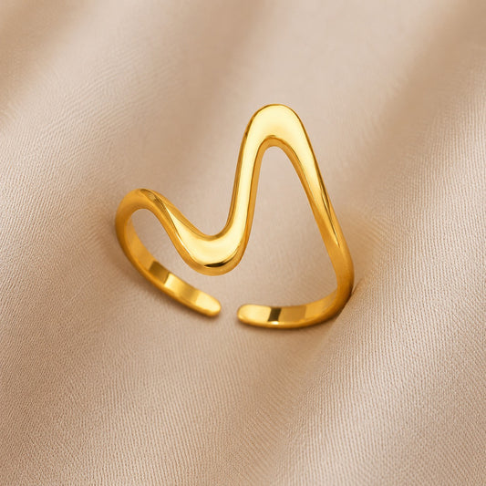 18K Gold Plated Fluid Wave Adjustable Ring
