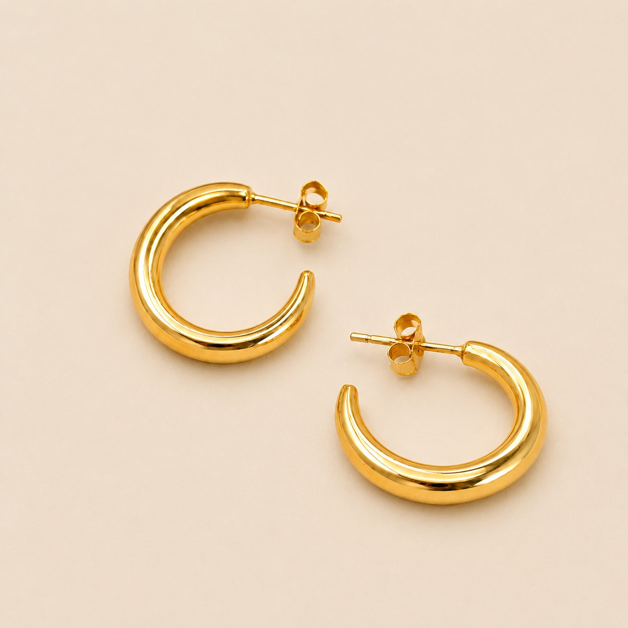 18K Gold Plated Cute Classic Chunky Hoop Anti Tarnish Earring
