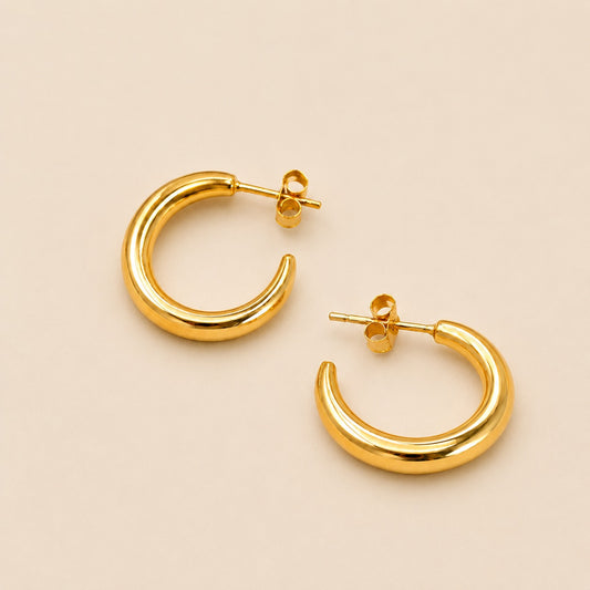 18K Gold Plated Cute Classic Chunky Hoop Anti Tarnish Earring