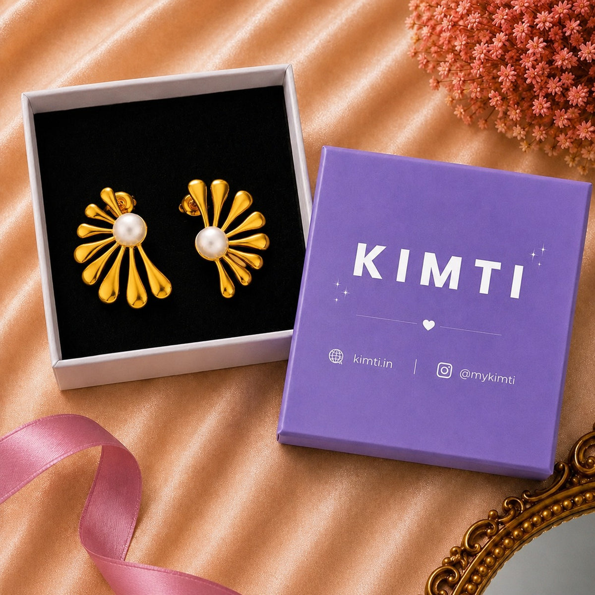18K Gold Plated Trendy Flower Pearl Designer