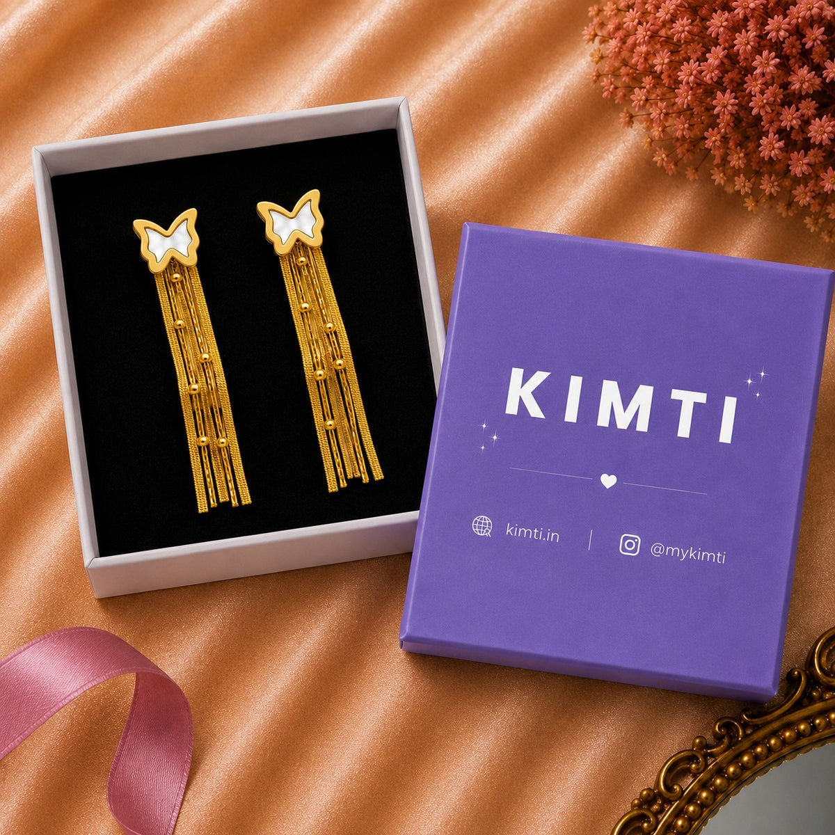 Golden Butterfly Tassel Drop Earrings for Women