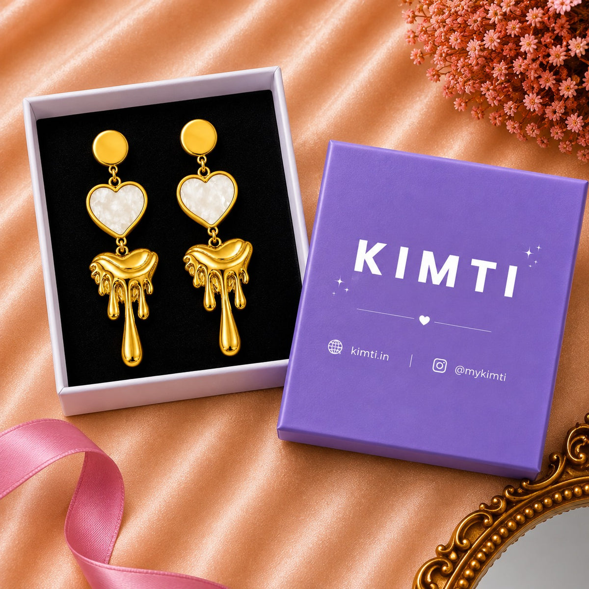 Golden Melt Heart Drop Earrings for Women