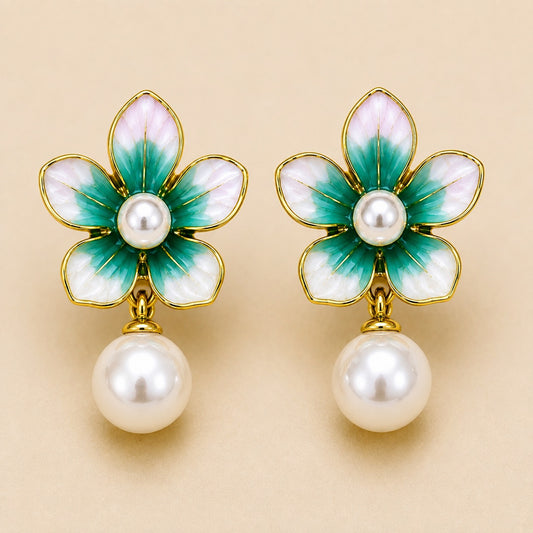 Daisy Pearl Drop Earrings
