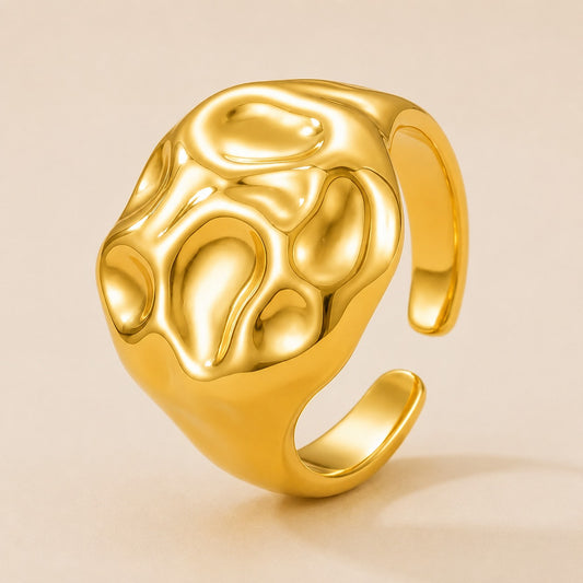 18K Gold Plated Molten Gold Statement Ring