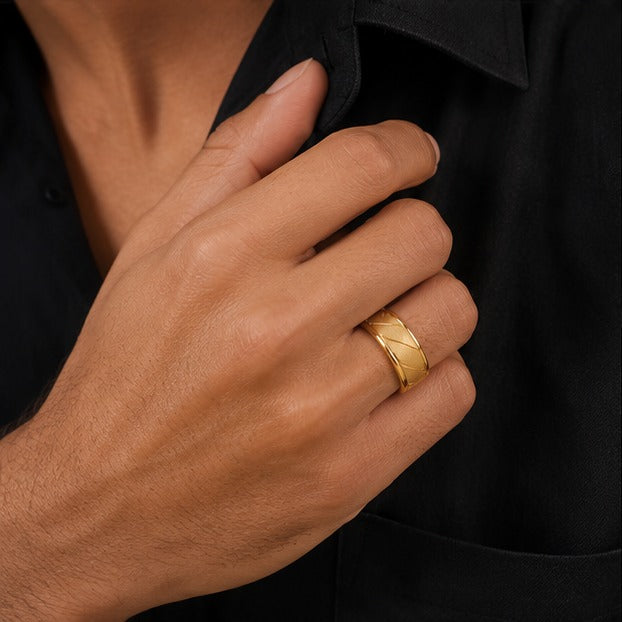 Men - Geometric Textured Ring