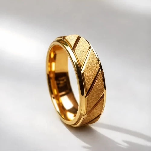 Men - Geometric Textured Ring