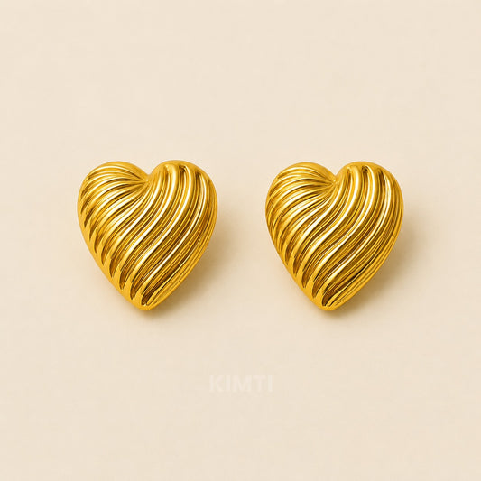 18k Gold Plated heart-shaped Anti Tarnish Earring