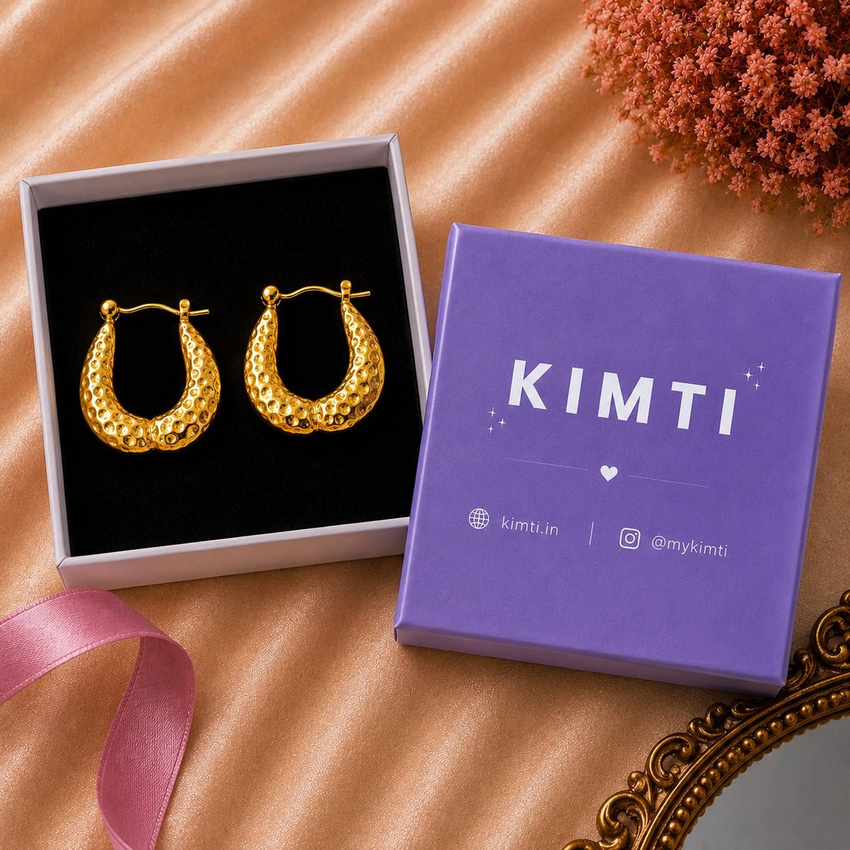 18K Gold Plated Dangler Hoops Anti Tarnish Earring