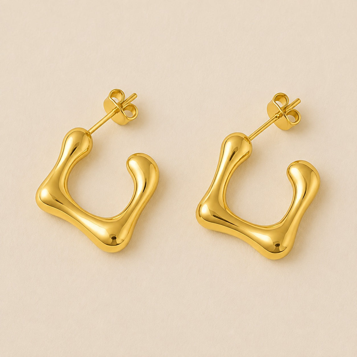 18k Gold Plated Hoop Huggies Earring