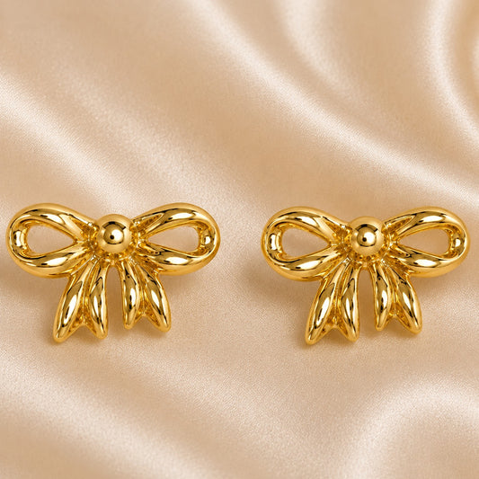 18K Gold Plated Modern Princess Bow Earrings