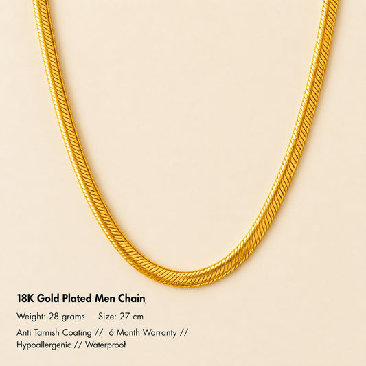Men-18k Gold Plated Anti Tarnish Snake Chain