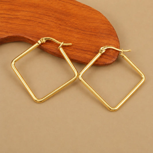 18K Gold Plated Modern Muse Square Earrings