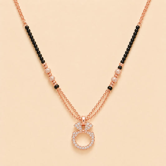Rose Gold Plated Bow Diamond Mangalsutra