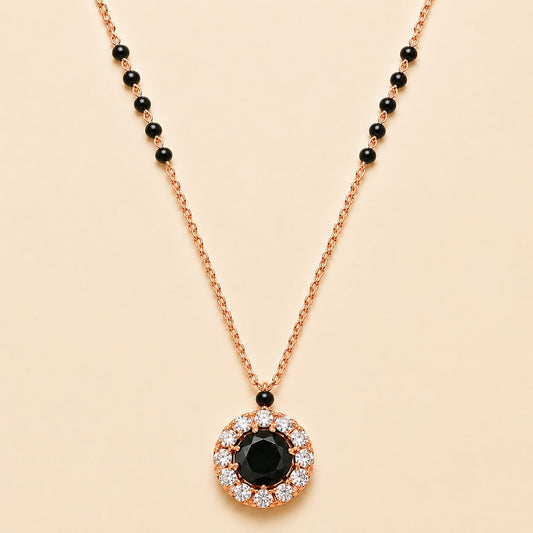 Rose Gold Black Stone Mangalsutra