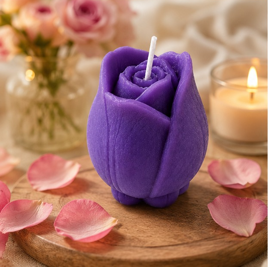 Purple Rose Decorative Candle